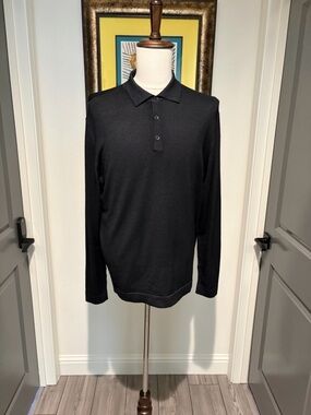Robert Barakett Men's Black Long Sleeve Polo Shirt Size XL Like New